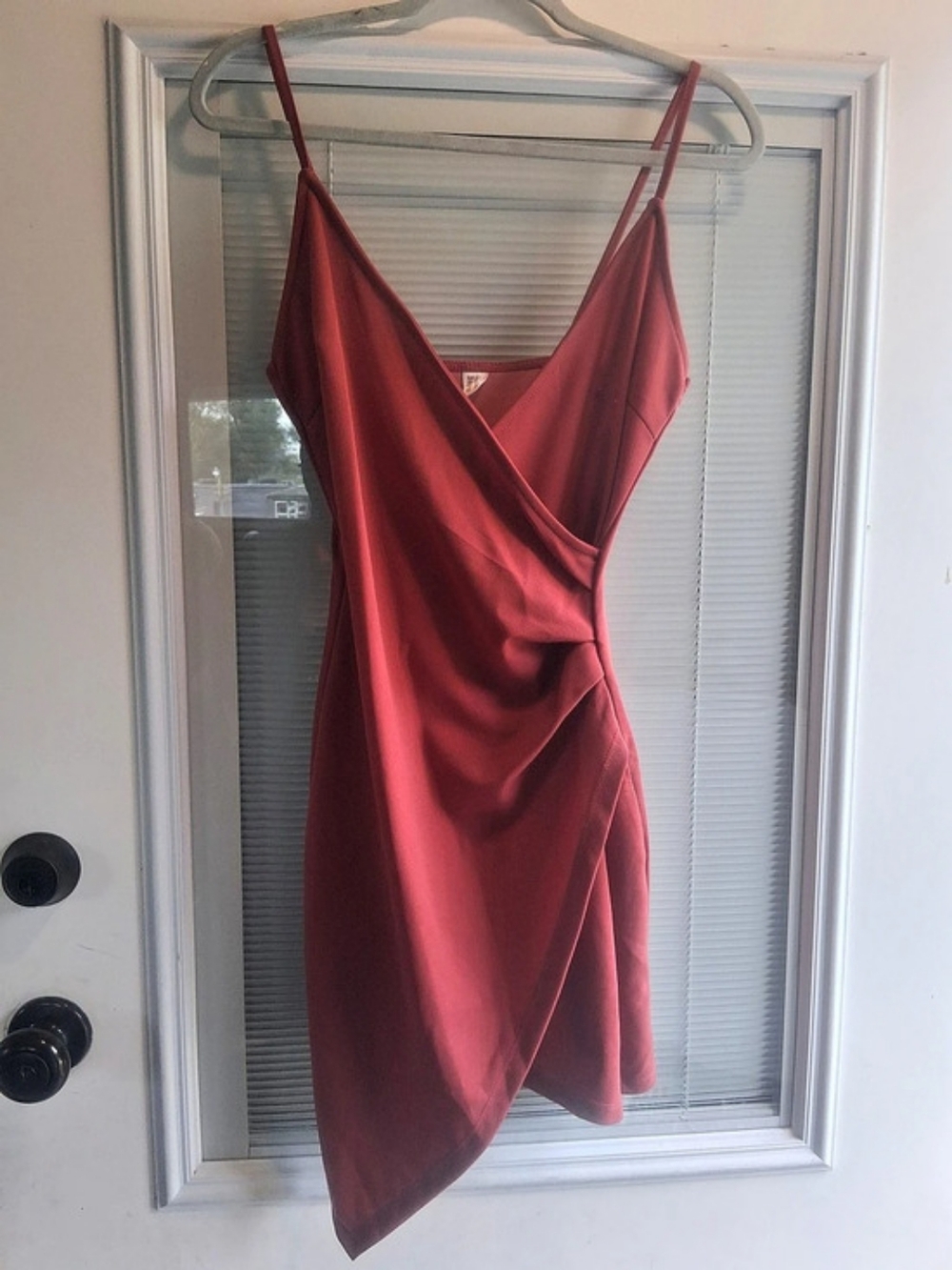 H&M Asymmetrical Mini Dress in Red Size Small